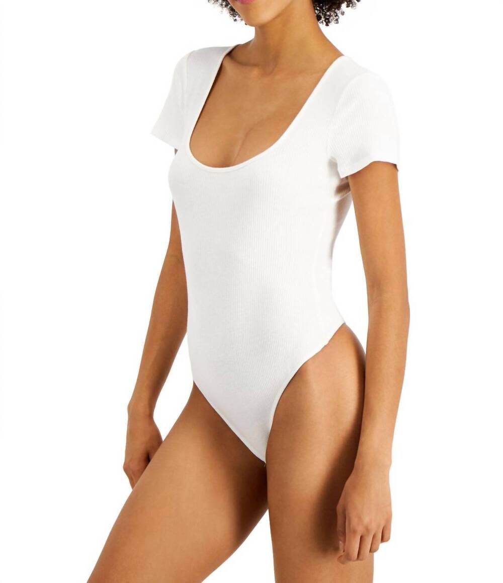 NEW JENNI BY JENNIFER MOORE squareneck ribbed bodysuit in angel white
